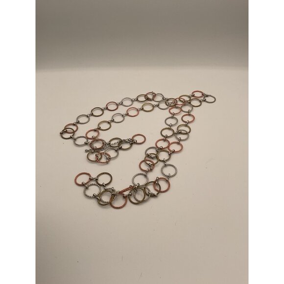 Multi-Color Metal Circle Link Necklace Or Belt 29" Drop - Picture 5 of 5